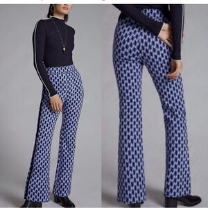 ANTHROPOLOGIE Maeve Pull-On Ponte Pants Geometric Print High-Rise Flare